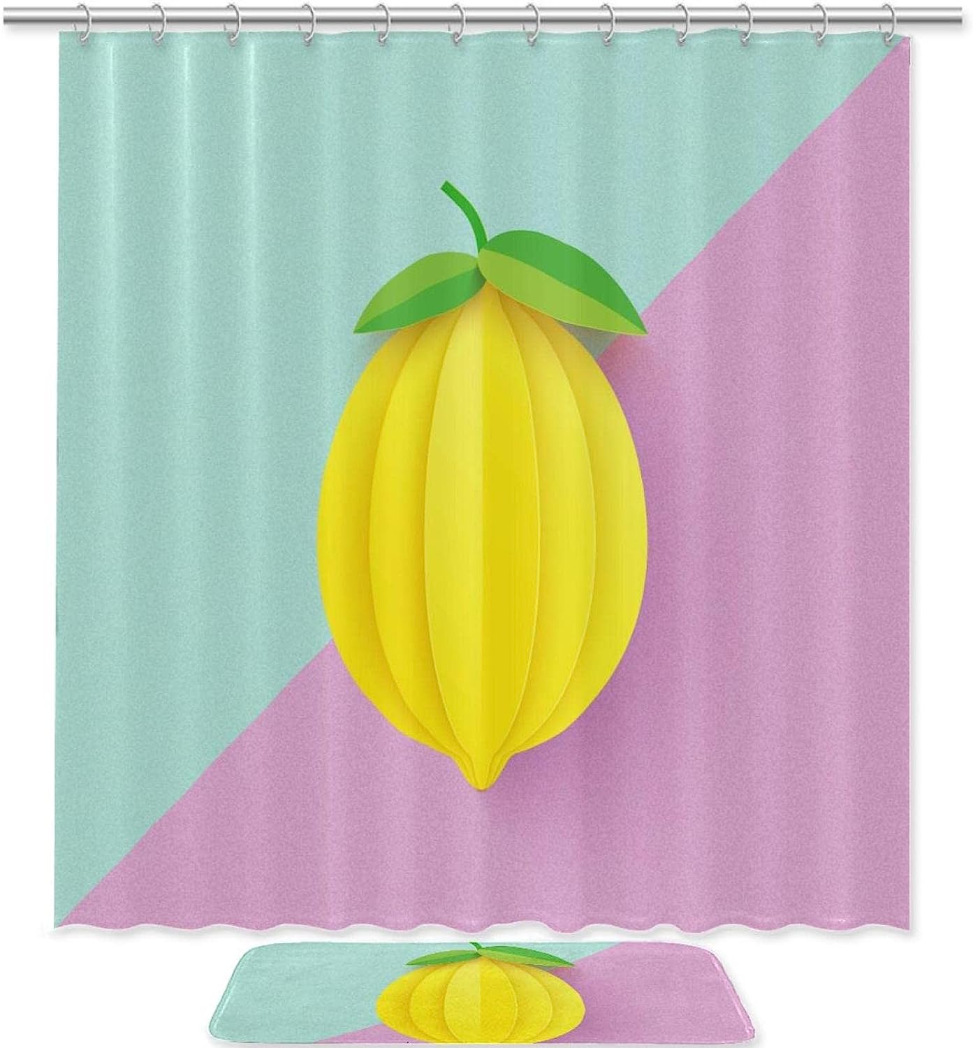Artistic Lemon Green Shower Curtain Colorful Addition to Your Bathroom