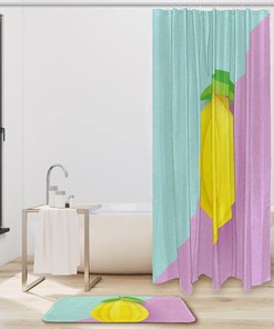 Artistic Lemon Green Shower Curtain Colorful Addition to Your Bathroom