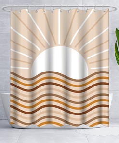 Artistic Minimalist Geometric Mountain Sunset Mid Century Modern Boho Shower Curtain 