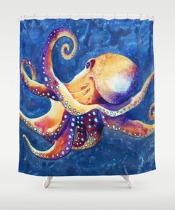 Artistic Octopus Painting Modern Colorful Bathroom Decor Shower Curtain