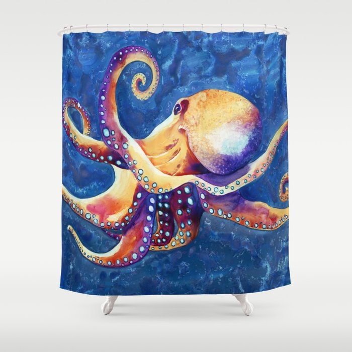 Artistic Octopus Painting Modern Colorful Bathroom Decor Shower Curtain