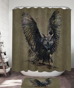 Artistic Owl Shower Curtain - Modern Bathroom Accessory