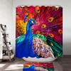 Artistic Painting Of Peacock Shower Curtain For Bathroom Decor 