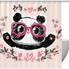 Artistic Panda and Leaf Design Shower Curtain for Bathroom 