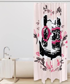 Artistic Panda and Leaf Design Shower Curtain for Bathroom