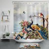Artistic Peacock Nature Plant Flower Vintage Shower Curtain