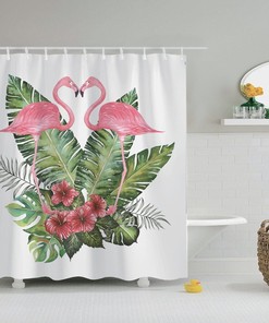 Artistic Pink Flamingo Shower Curtain For Modern Bathroom Decor