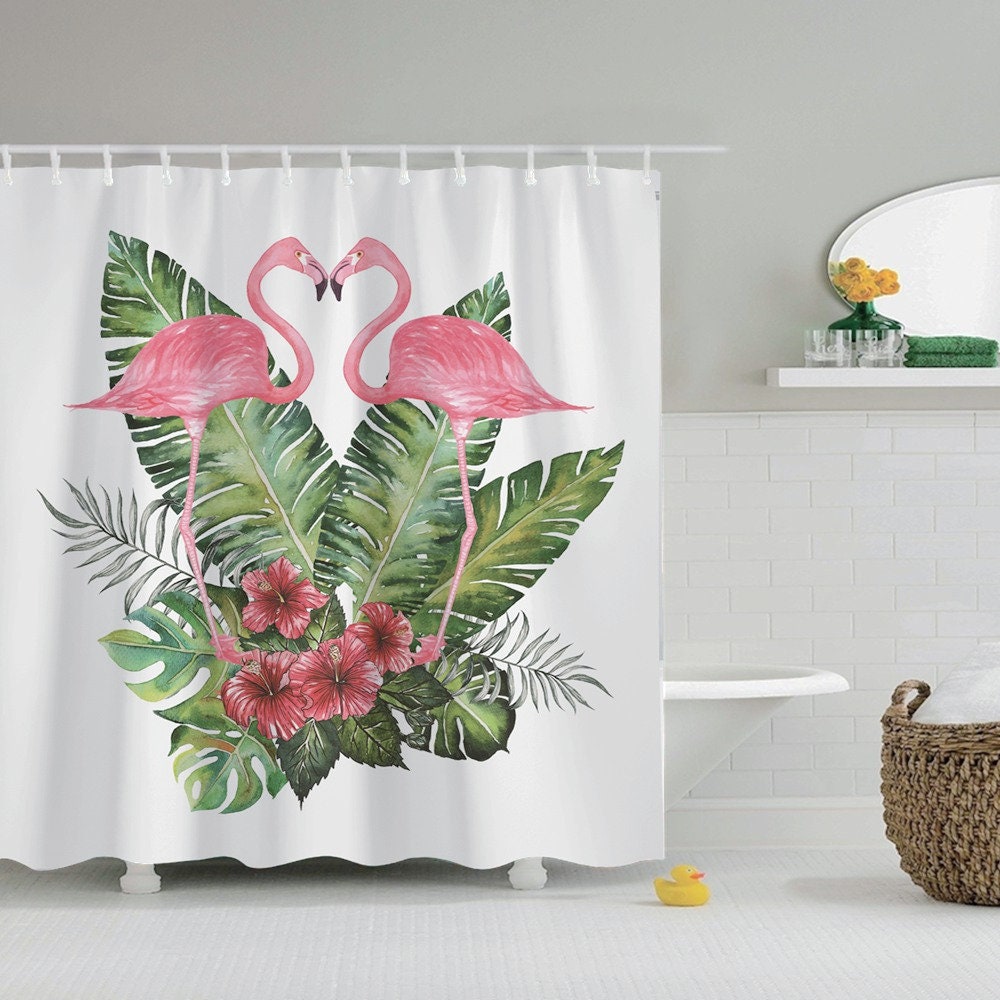 Artistic Pink Flamingo Shower Curtain For Modern Bathroom Decor