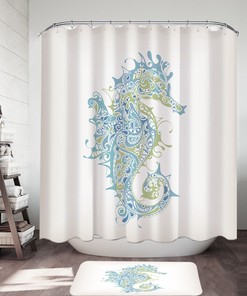 Artistic Seahorse Shower Curtain - Undersea Bathroom Decor