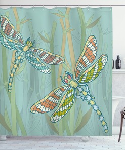 Artistic Sketch Figures Dragonfly Shower Curtain For Your Creative Bath