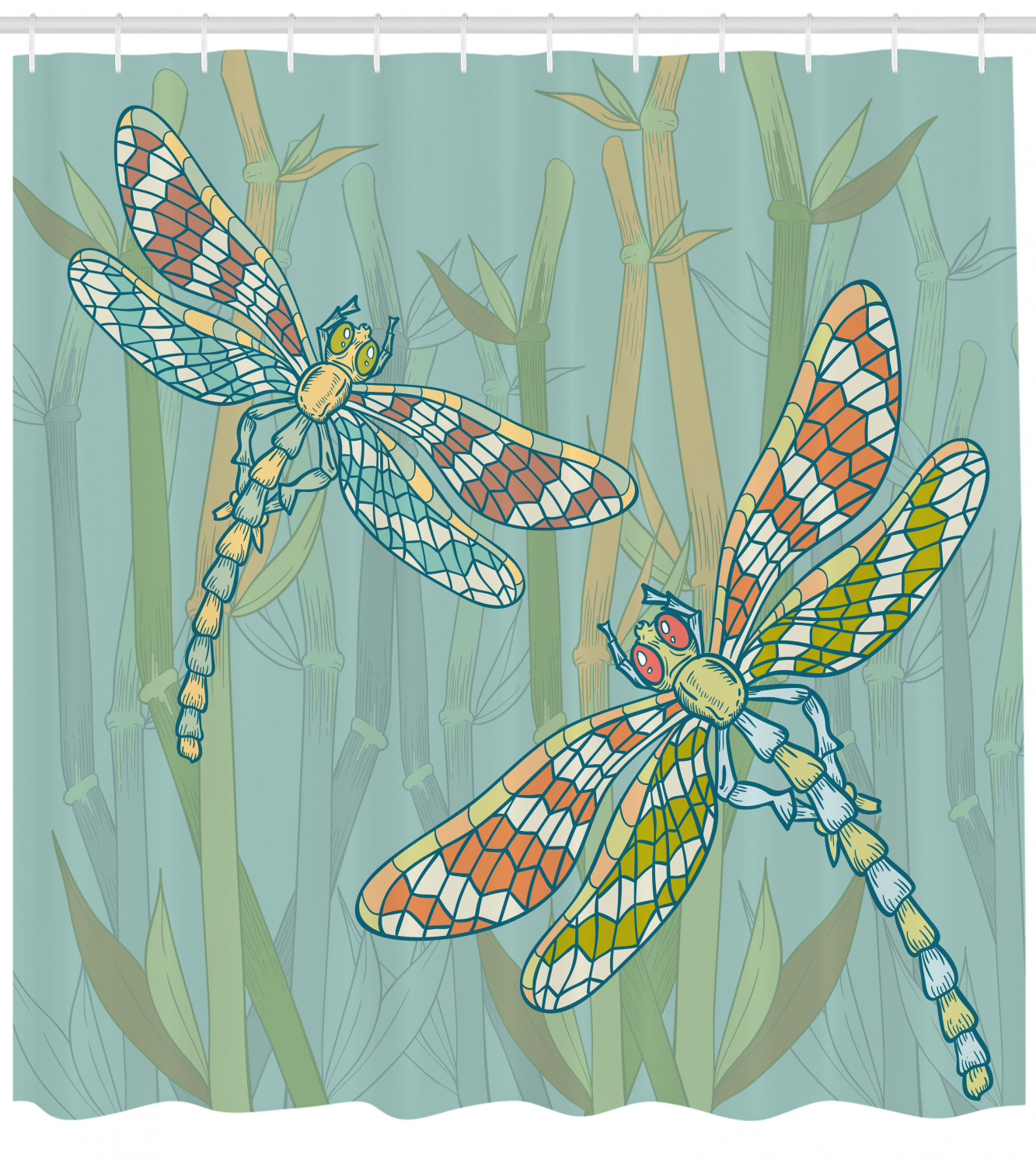 Artistic Sketch Figures Dragonfly Shower Curtain For Your Creative Bath - Image 4