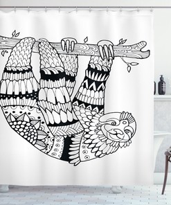 Artistic Sloth Figure Print Shower Curtain, Add a Unique Touch to Your Bathroom 