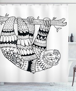 Artistic Sloth Figure Print Shower Curtain, Add a Unique Touch to Your Bathroom