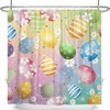 Artistic Spring Colorful Floral Easter Eggs Shower Curtain For Bathroom 