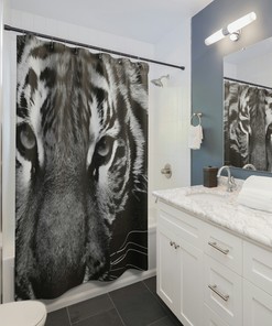 Artistic Tiger Print Shower Curtain for Modern Bathroom Decor
