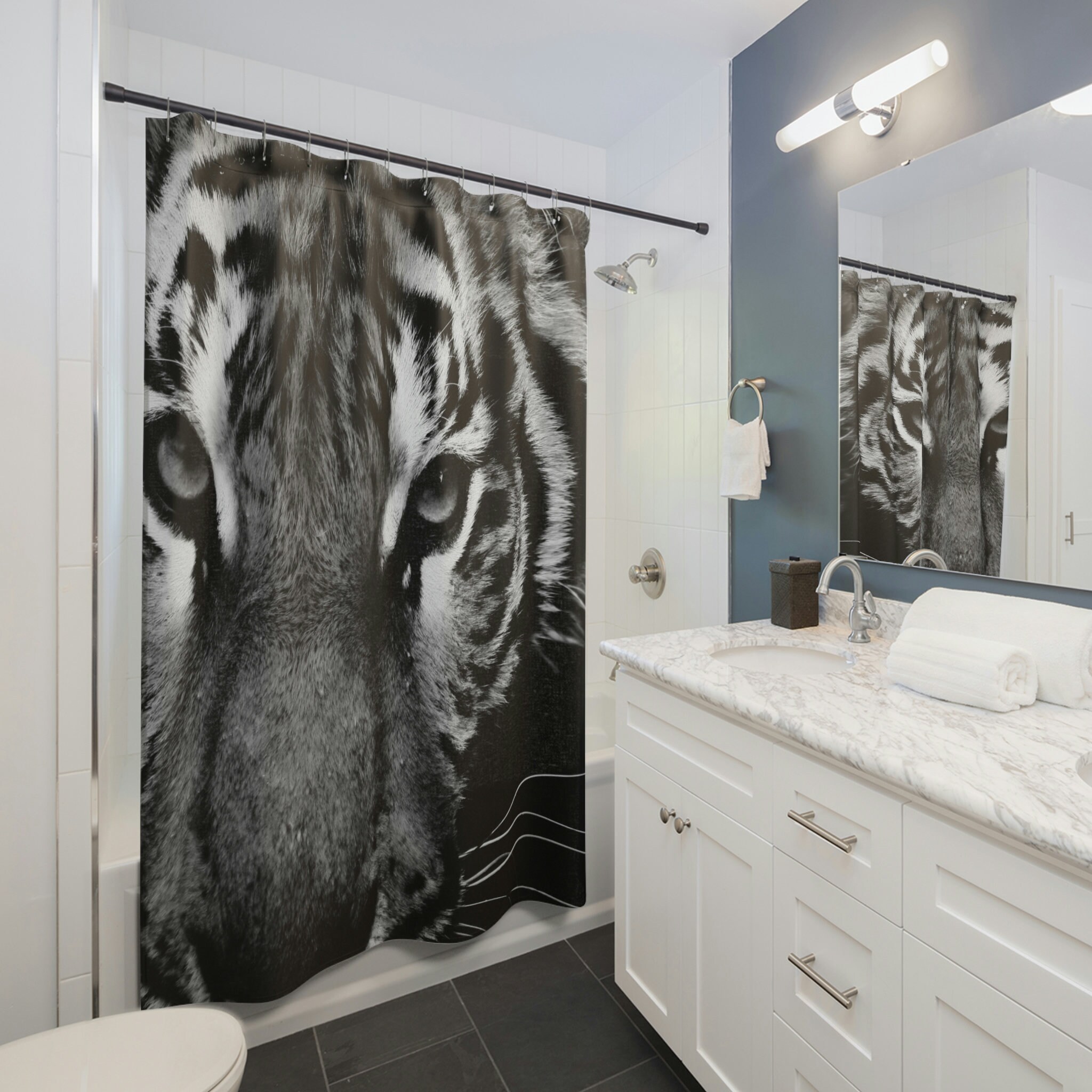 Artistic Tiger Print Shower Curtain for Modern Bathroom Decor