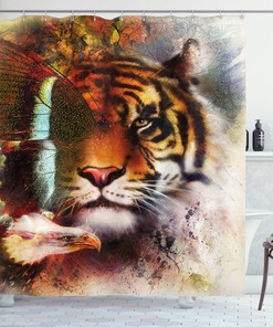 Artistic Tiger Print Shower Curtain for Nature-Inspired Bathroom Decor