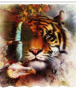 Artistic Tiger Print Shower Curtain for Nature-Inspired Bathroom Decor