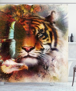Artistic Tiger Print Shower Curtain for Nature-Inspired Bathroom Decor