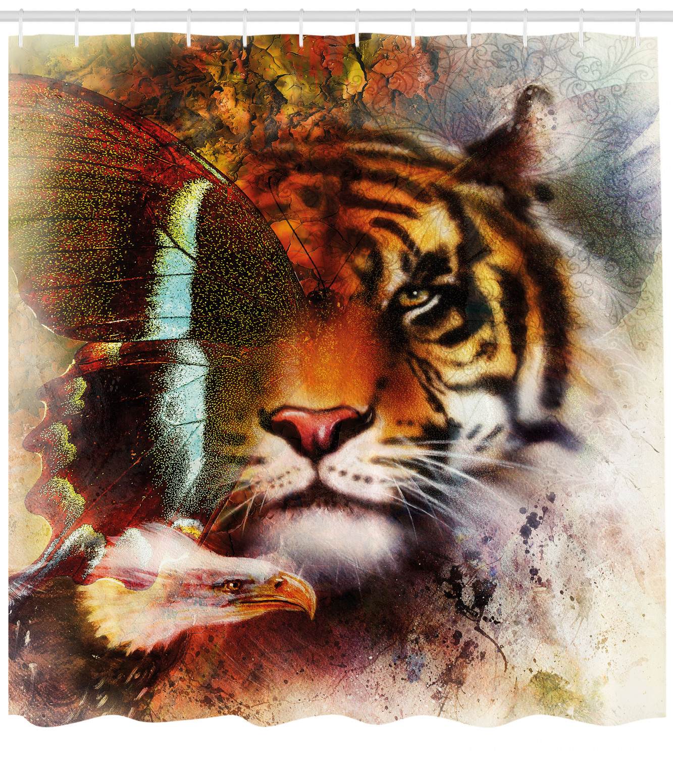 Artistic Tiger Print Shower Curtain for Nature-Inspired Bathroom Decor