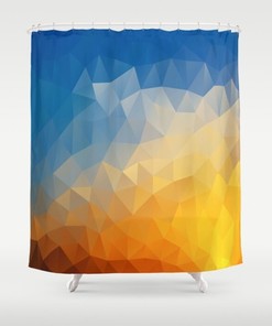 Artistic Triangle Abstract Mosaic Print Shower Curtain For Modern Bathroom