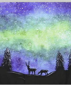 Artistic Watercolor Forest Landscape Shower Curtain for Your Nature Bathroom