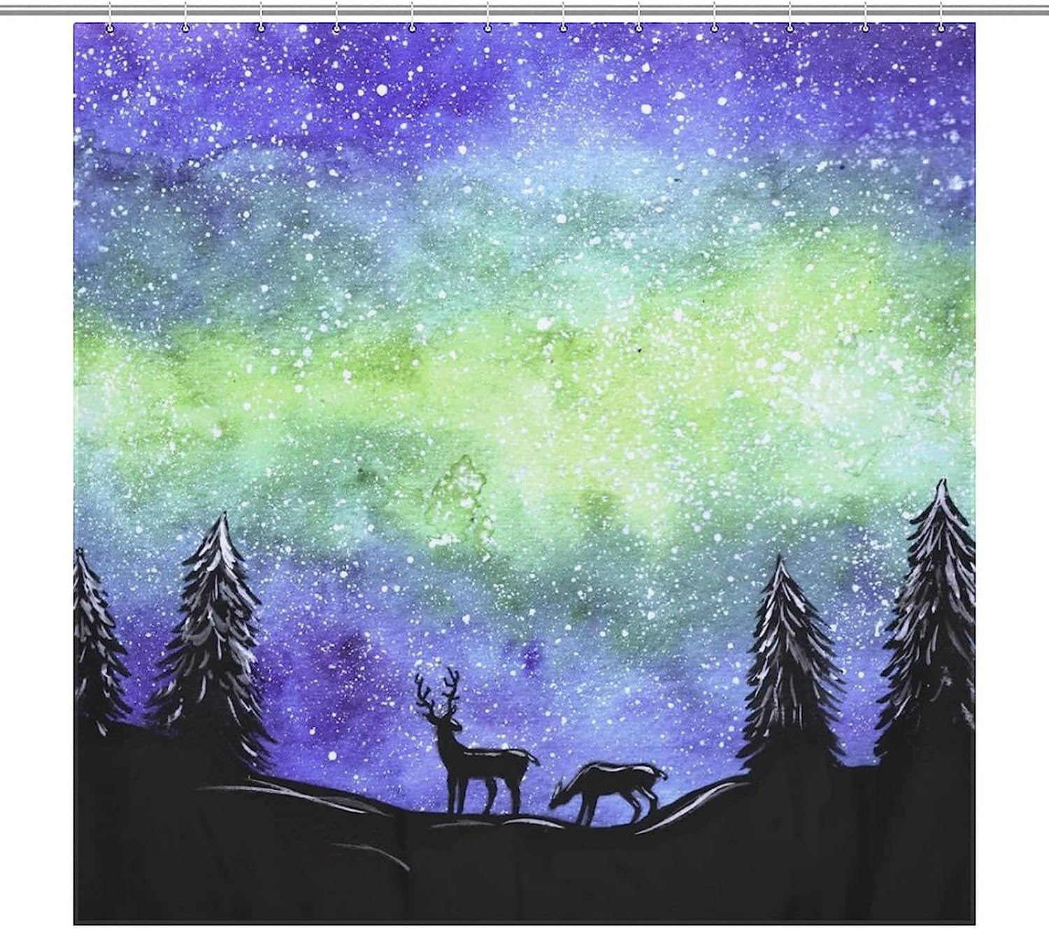 Artistic Watercolor Forest Landscape Shower Curtain for Your Nature Bathroom
