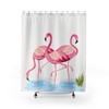 Artistic Watercolor Pink Flamingo Shower Curtain with Minimalist Bathroom Decor 