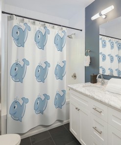Artistic Whale Shower Curtain for an Eye-catching Bathroom 
