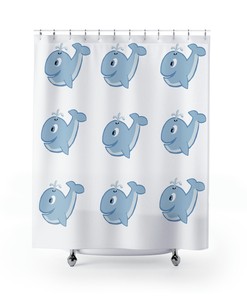 Artistic Whale Shower Curtain for an Eye-catching Bathroom