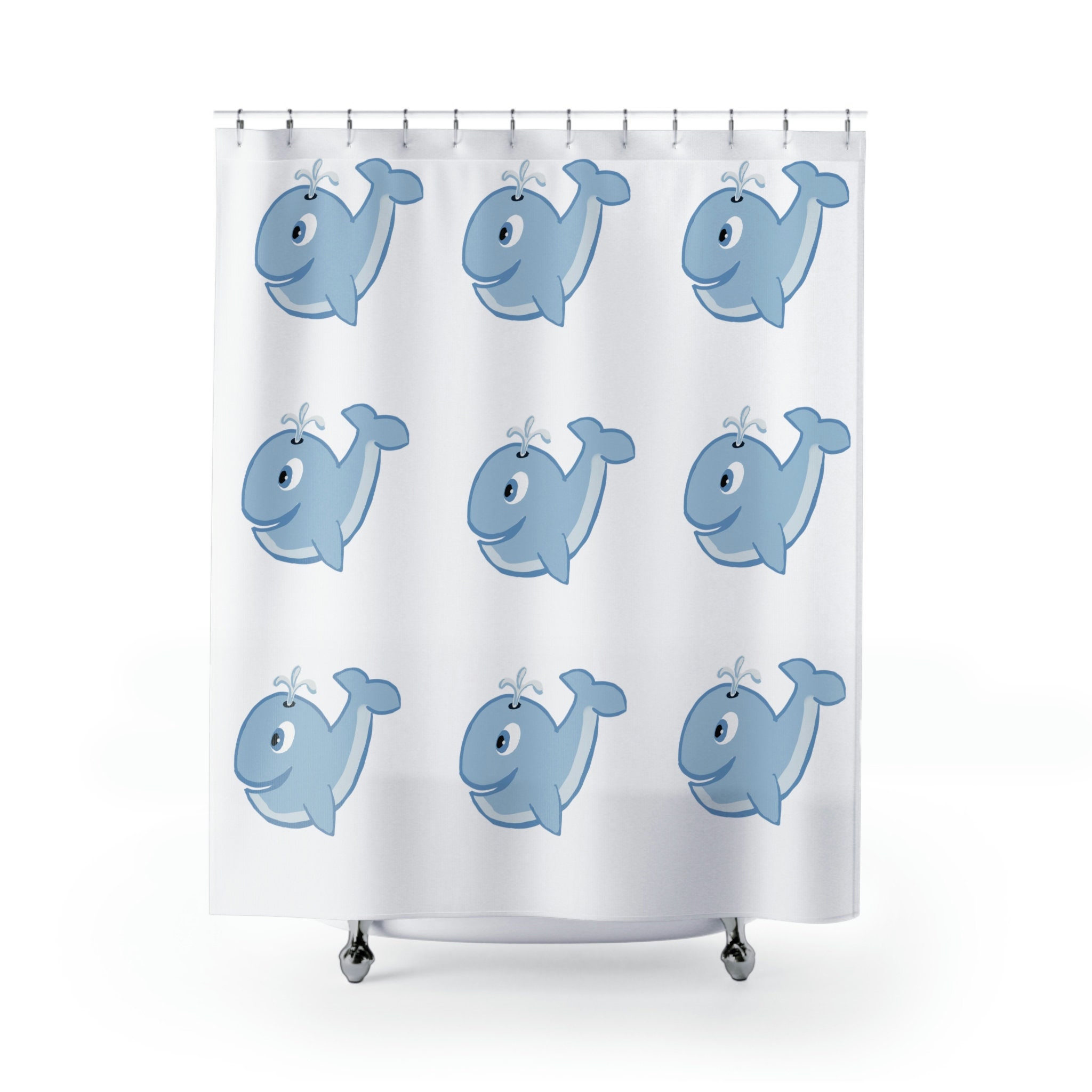 Artistic Whale Shower Curtain for an Eye-catching Bathroom