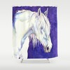 Artistic White Horse Painting Shower Curtain, Modern Vibrant Bathroom Decor With Equine Theme