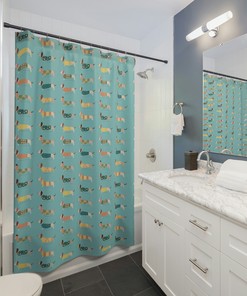 Artistic Wiener Dog Shower Curtain With Custom Dog Art