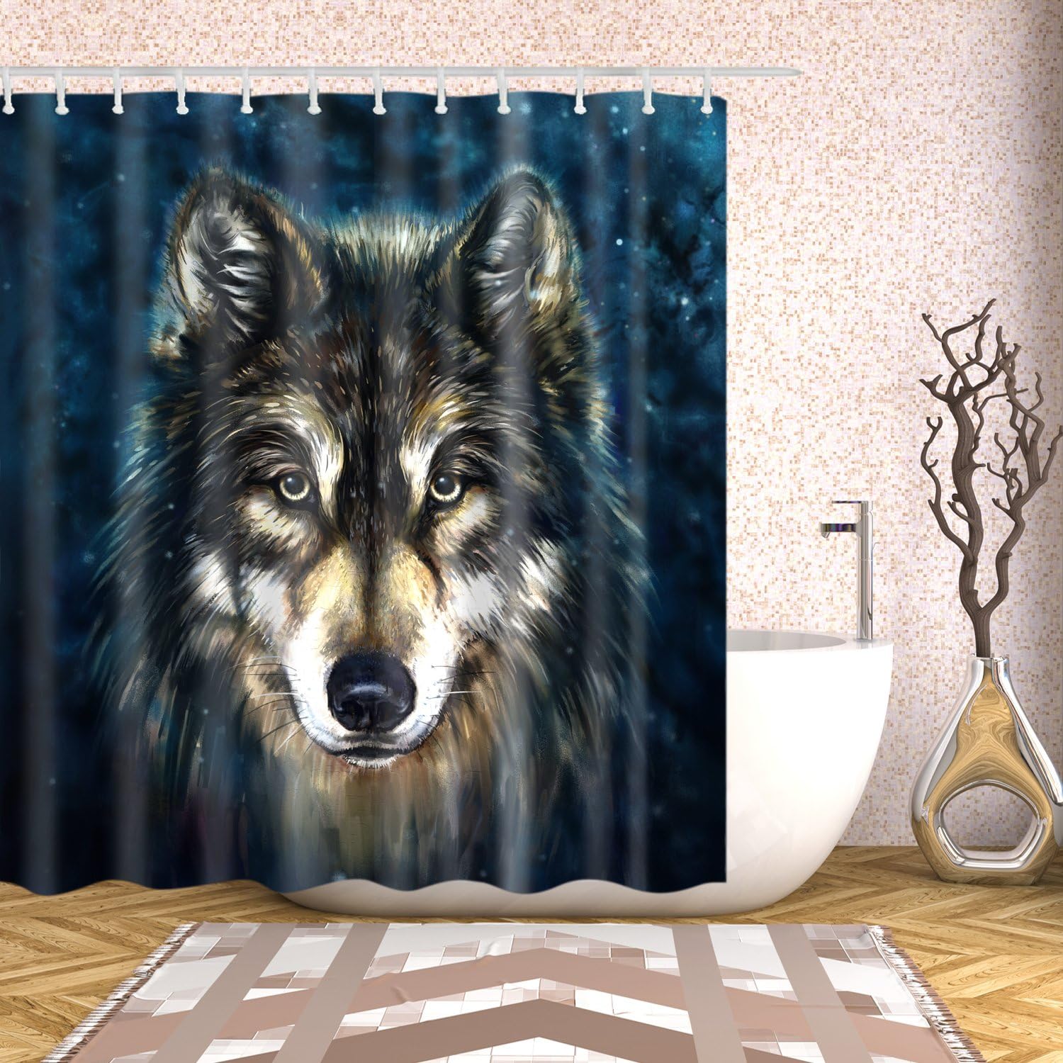 Artistic Wolf Beast Shower Curtain - Bathroom Decor For Nature Lovers