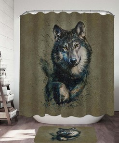Artistic Wolf Shower Curtain - Wildlife Bathroom Accessory