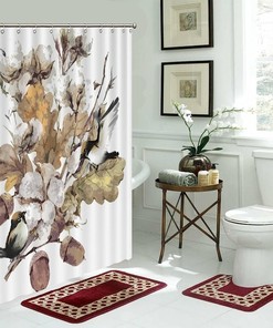 Artistic and Colorful Nature Painting Shower Curtain for a Calming Bathroom Dcor