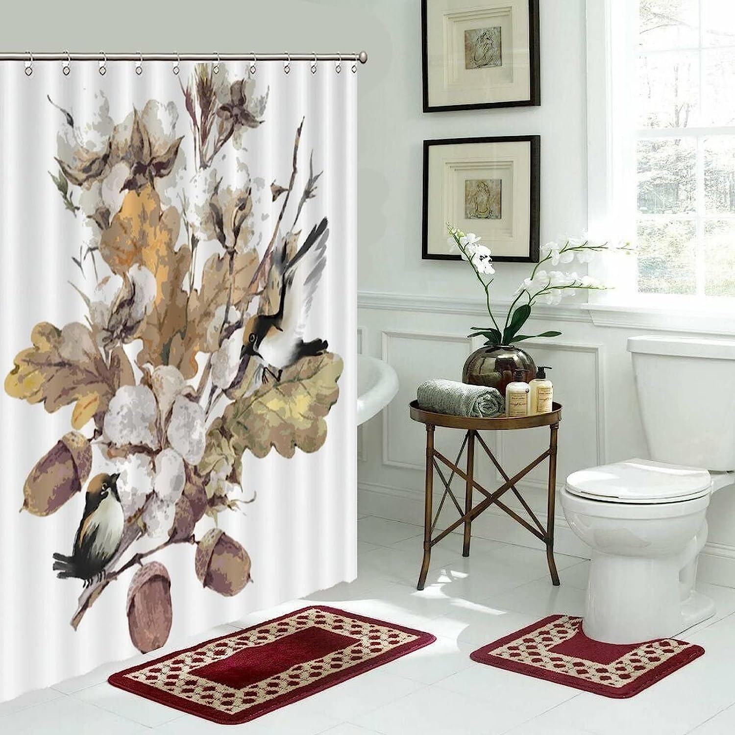 Artistic and Colorful Nature Painting Shower Curtain for a Calming Bathroom Dcor