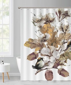 Artistic and Colorful Nature Painting Shower Curtain for a Calming Bathroom Dcor