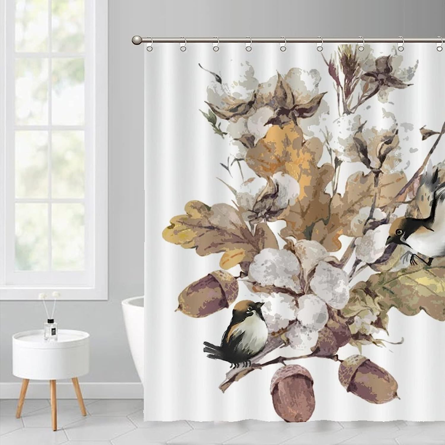 Artistic and Colorful Nature Painting Shower Curtain for a Calming Bathroom Dcor