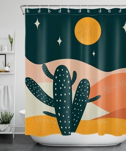 Artistic and Luminous Moon and Star Abstract Shower Curtain for your Bathroom Decor