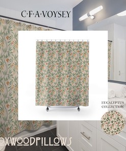 Arts And Crafts Eucalyptus Shower Curtain - Craftsmen Style Bathroom Decor