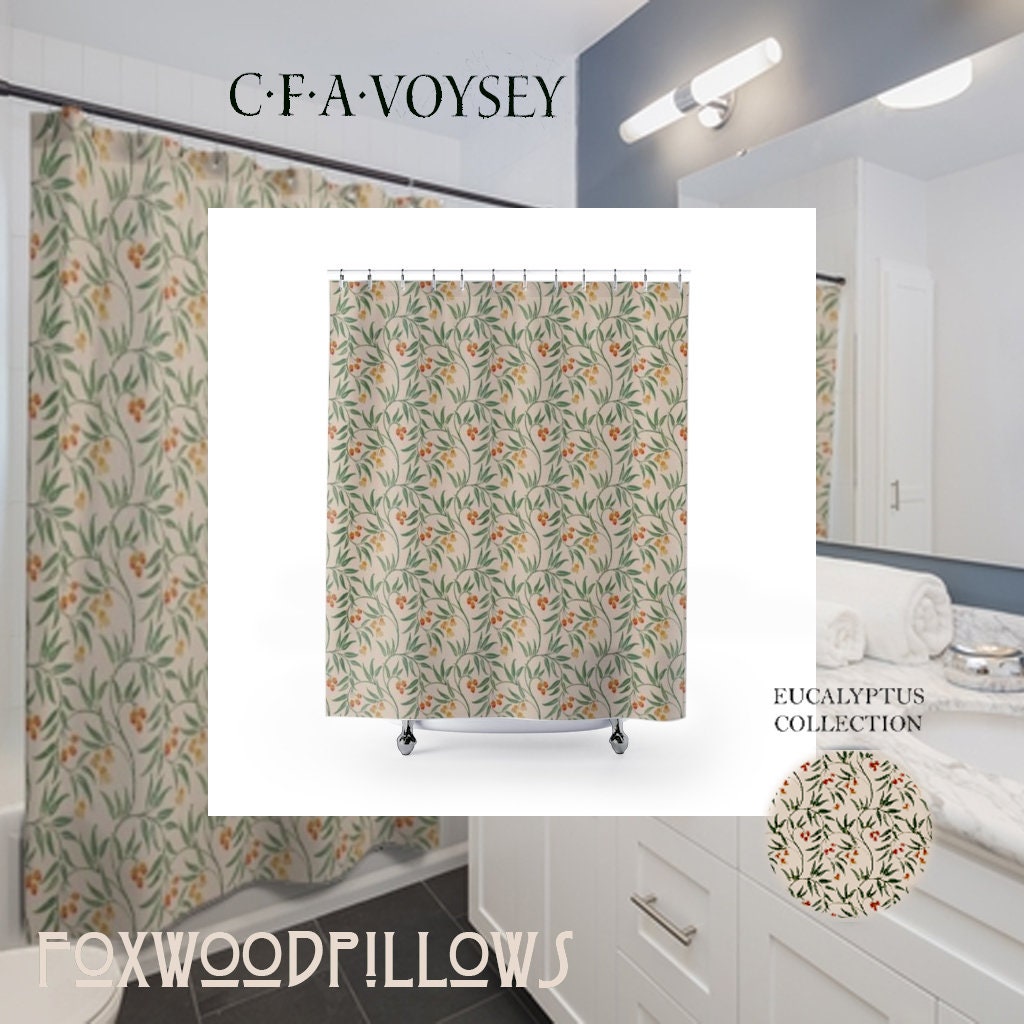 Arts And Crafts Eucalyptus Shower Curtain - Craftsmen Style Bathroom Decor