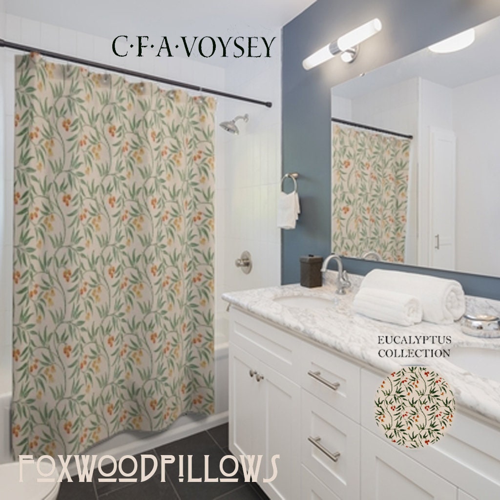 Arts And Crafts Eucalyptus Shower Curtain - Craftsmen Style Bathroom Decor - Image 2