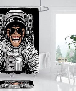 Artsbay Astronaut Monkey Shower Curtain - Cute Space-Themed Bathroom Decor