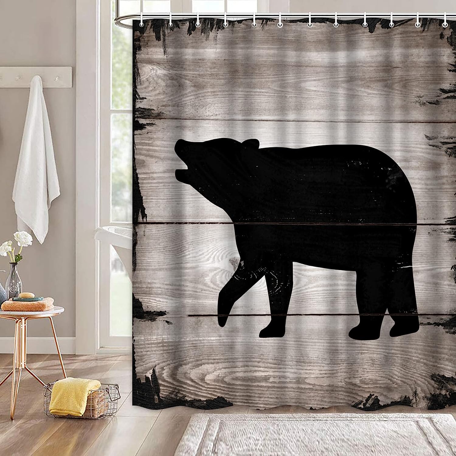 Artsbay Bear Animal Shower Curtain - Wilderness Theme Bathroom Decor