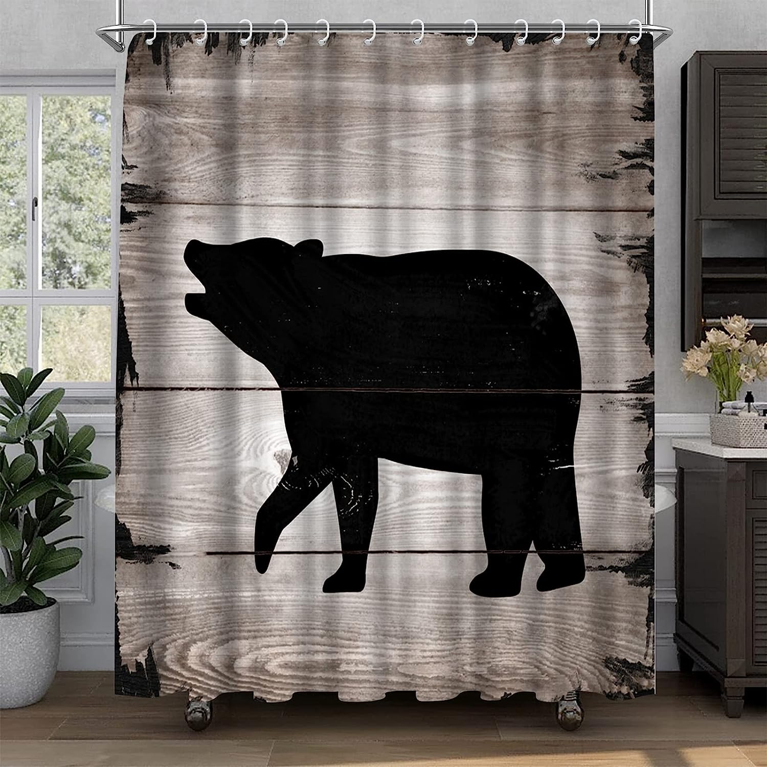 Artsbay Bear Animal Shower Curtain - Wilderness Theme Bathroom Decor - Image 2