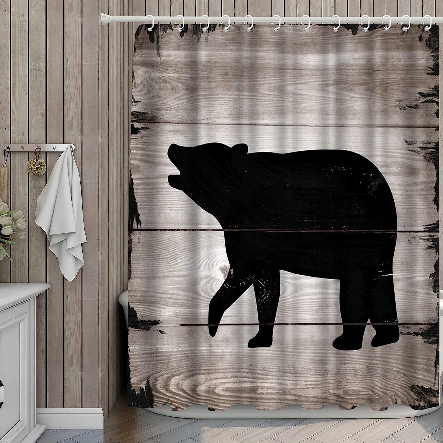 Artsbay Bear Animal Shower Curtain - Wilderness Theme Bathroom Decor - Image 3