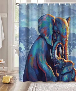 Artsbay Elephant Animal Shower Curtain - African Landscape Inspired