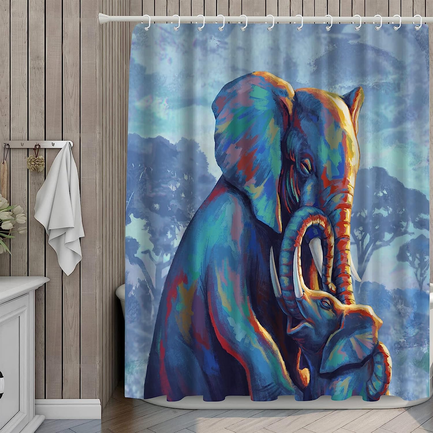 Artsbay Elephant Animal Shower Curtain - African Landscape Inspired - Image 3