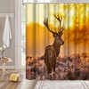 Artsbay Elk Shower Curtain - Wildlife Bathroom Decor With Sunset Landscape Print